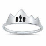 Mountain Tree Band Ring 925 Sterling Silver Choose Color