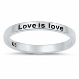 2.5mm Band Ring Love is Love 925 Sterling Silver Choose Color