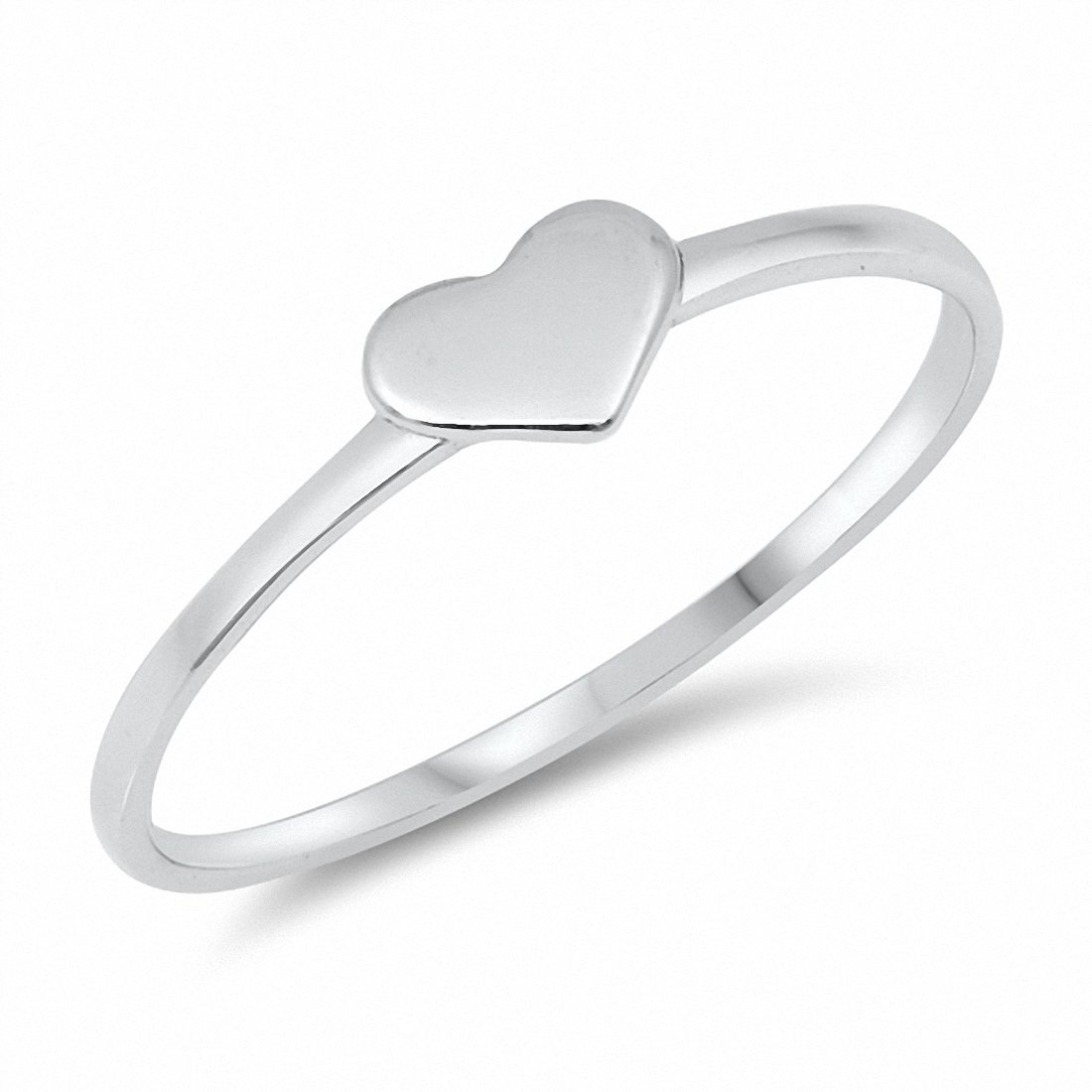 Plain Heart Ring Band Solid 925 Sterling Silver Choose Color