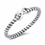 Braided Twisted Design Plain Infinity Ring Oxidized Solid 925 Sterling Silver Choose Color