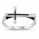 Sideways Cross Oxidized Ring Band Solid 925 Sterling Silver Choose Color