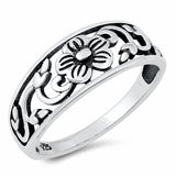 Flower Filigree Band Ring Oxidized Solid 925 Sterling Silver Choose Color