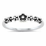 Flower Band Ring Oxidized Solid 925 Sterling Silver Choose Color