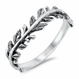 Sideways Leaf Leaves Band Ring Solid 925 Sterling Silver Choose Color