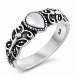 Teardrop Pear Butterfly Band Ring Oxidized Solid 925 Sterling Silver Choose Color
