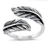 Feather Ring Band Solid 925 Sterling Silver Choose Color
