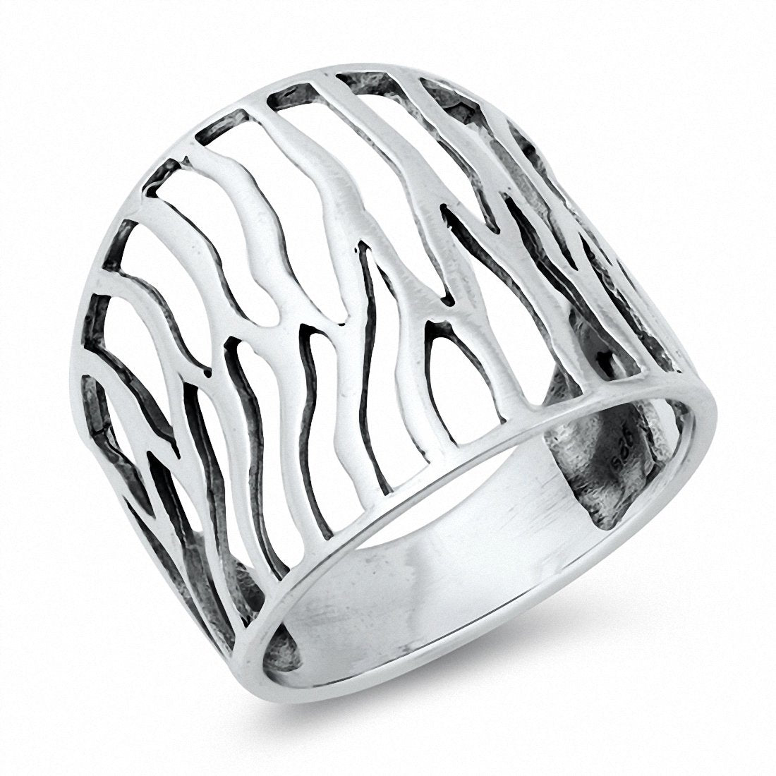 Abstract Band Ring Solid 925 Sterling Silver Choose Color