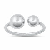 Double Ball Ring Band Solid 925 Sterling Silver Choose Color