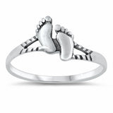 Foot Print Fee Ring Band Solid 925 Sterling Silver Choose Color
