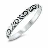 3mm Filigree Abstract Band Solid Oxidized 925 Sterling Silver Choose Color