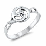 Celtic Plain Wave Band Ring Solid 925 Sterling Silver Choose Color