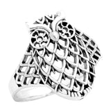Lucky Owl Ring Band 925 Sterling Silver Filigree Owl