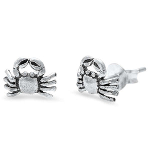 7mm Crab Earring 925 Sterling Silver Crab Stud Post Earrings Simple Plain - Blue Apple Jewelry