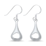 32mm Drop Dangle Plain Shiny Earrings 925 Sterling Silver Fish Hook Drop Dangle Fashion - Blue Apple Jewelry