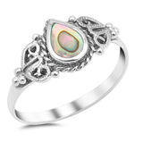 Teardrop Ring Pear Simulated Stone 925 Sterling Silver Choose Color