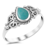 Teardrop Ring Pear Simulated Stone 925 Sterling Silver Choose Color