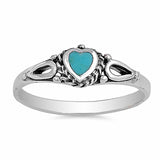 Heart Promise Valentines Gift Ring Created Opal Simulated Stone Solid 925 Sterling Silver Choose Color
