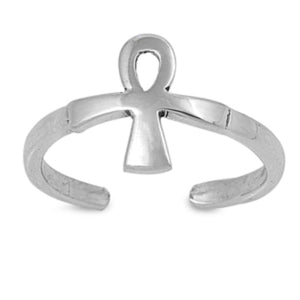 Ankh Adjustable Silver Toe Ring Band 925 Sterling Silver