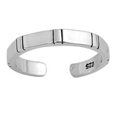 Bamboo Toe Ring Band Adjustable 925 Sterling Silver (3mm)