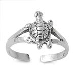 Silver Toe Ring Turtle Adjustable Band 925 Sterling Silver (10mm)