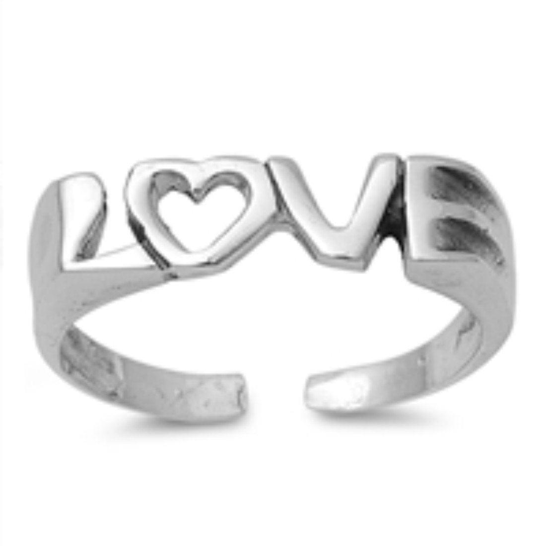 Adjustable Love Silver Toe Ring Band 925 Sterling Silver (5mm)