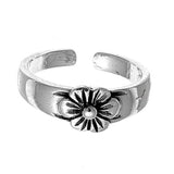 Plumeria Silver Toe Ring  Adjustable Band 925 Sterling Silver (6mm)