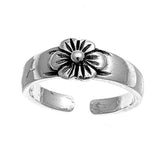 Plumeria Silver Toe Ring  Adjustable Band 925 Sterling Silver (6mm)