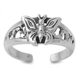 Adjustable Butterfly Silver Toe Ring Band 925 Sterling Silver (8mm)