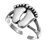Feet Toe Adjustable Ring Band 925 Sterling Silver (11mm)