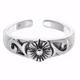 Beautiful Plumeria Silver Toe Ring  Adjustable Band 925 Sterling Silver (6mm)
