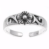 Beautiful Plumeria Silver Toe Ring  Adjustable Band 925 Sterling Silver (6mm)