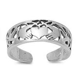 Claddagh Silver Toe Ring Adjustable Band 925 Sterling Silver (7mm)