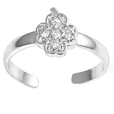 Silver Toe Ring Simulated Cubic Zirconia Band 925 Sterling Silver (8mm)