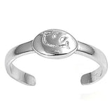 Silver Toe Ring Smiling Face Adjustable Band 925 Sterling Silver (5mm)