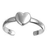 Heart Silver Toe Ring Adjustable Band 925 Sterling Silver (5mm)