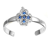 Silver Toe Ring Simulated Cubic Zirconia Band 925 Sterling Silver (8mm)