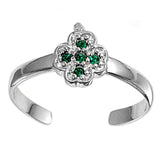 Silver Toe Ring Simulated Cubic Zirconia Band 925 Sterling Silver (8mm)
