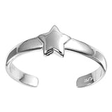 Star Silver Toe Ring Adjustable Band 925 Sterling Silver (6mm)