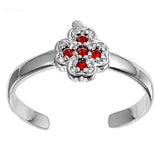 Silver Toe Ring Simulated Cubic Zirconia Band 925 Sterling Silver (8mm)