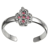 Silver Toe Ring Simulated Cubic Zirconia Band 925 Sterling Silver (8mm)