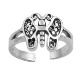 Butterfly Silver Toe Ring Adjustable Fashion Jewelry 925 Sterling Silver (9mm)