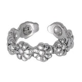 Silver Toe Ring Plumeria Adjustable Fashion Jewelry 925 Sterling Silver (5mm)