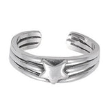 Plain Star Silver Toe Ring Adjustable Band 925 Sterling Silver (5mm)