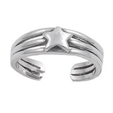 Plain Star Silver Toe Ring Adjustable Band 925 Sterling Silver (5mm)