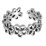 Plumeria Silver Toe Ring Adjustable Band 925 Sterling Silver (5mm)