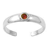 Silver Toe Ring Adjustable Band Simulated Cubic Zirconia 925 Sterling Silver (4mm)