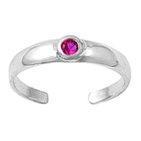 Silver Toe Ring Adjustable Band Simulated Cubic Zirconia 925 Sterling Silver (4mm)