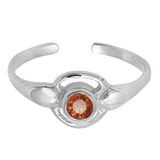 Toe Ring Simualted Garnet CZ Adjustable Band 925 Sterling Silver (7mm)