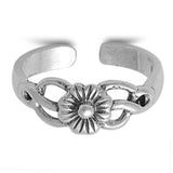 Flower Adjustable Silver Toe Ring Band 925 Sterling Silver (3mm)