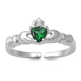 Silver Toe Ring Claddagh Simulated Cubic Zirconia 925 Sterling Silver (7mm)